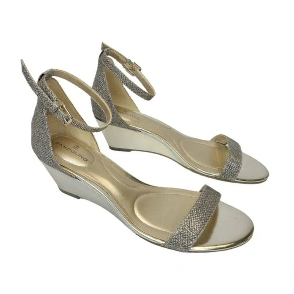 Bandolino Omira Silver Gold Wedges 6.5